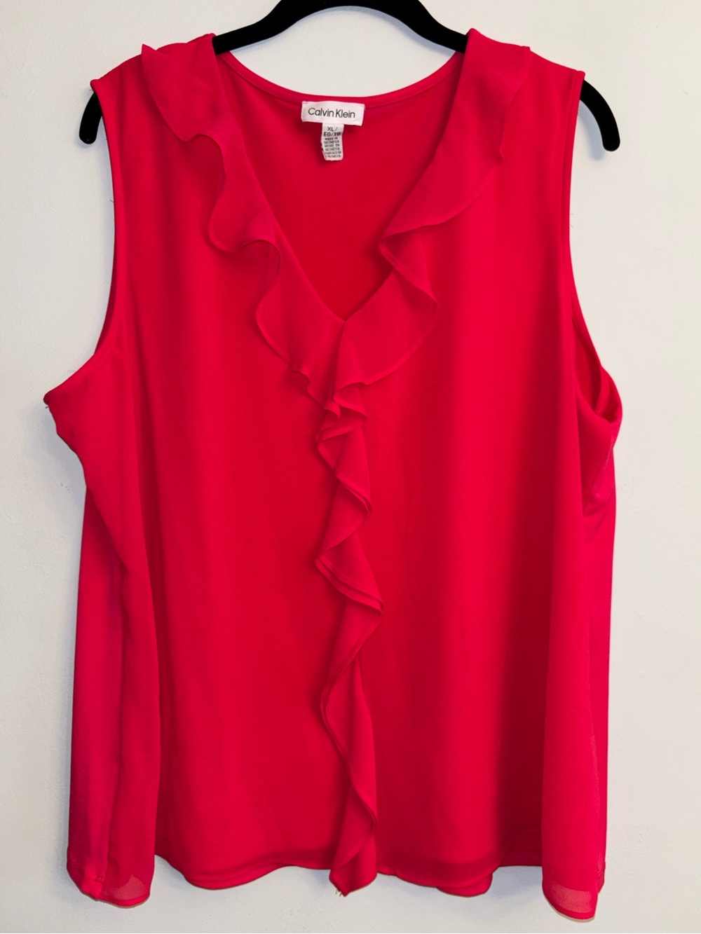Calvin Klein Women's Ruffle V-Neck Sleeveless Top